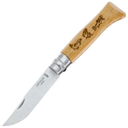 Нож Opinel №8 Animalia Форель сталь 12C27 рукоять дуб (001625)