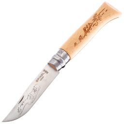 Нож Opinel №8 Animalia Велосипедист сталь 12C27 рукоять бук (001790)