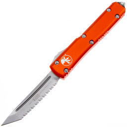 Нож Microtech Ultratech T/E Serrated Stonewash сталь M390 рукоять Orange Aluminum (123-12OR)