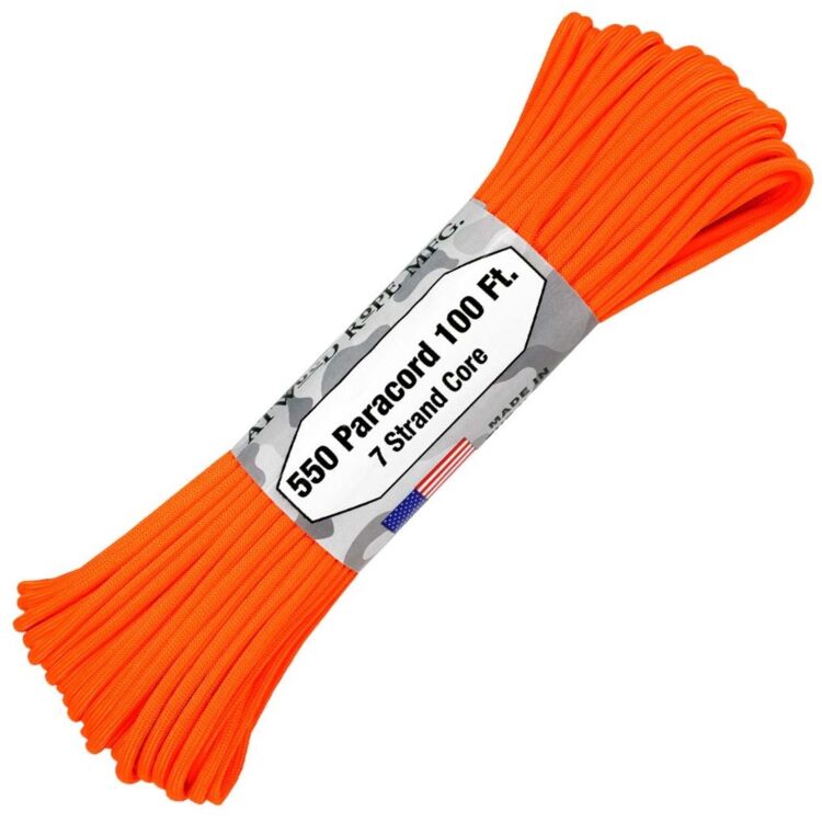 Паракорд Atwoodrope 550 Parachute Cord neon orange 30м (США)