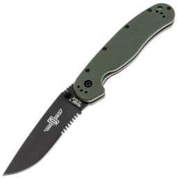 Нож Ontario RAT-1 Black Serrated сталь AUS-8 рукоять Olive drab GRN (8847OD)