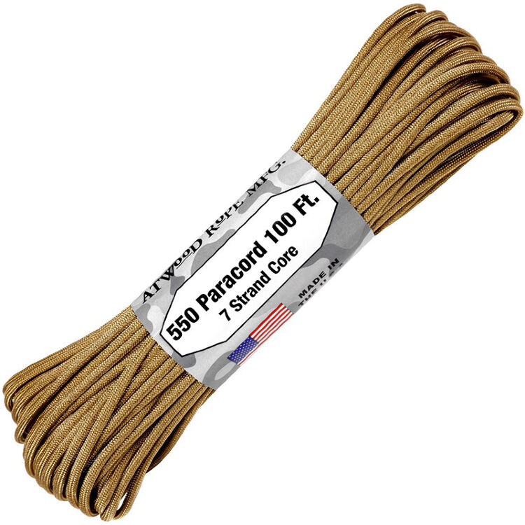 Паракорд Atwoodrope 550 Parachute Cord tan 30м (США)