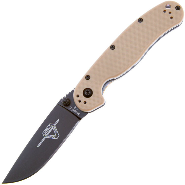 Нож Ontario RAT-2 Black сталь D2 рукоять Tan GRN (8830DT)