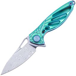 Нож Rike Knife Mini сталь Damasteel рукоять Green Ti