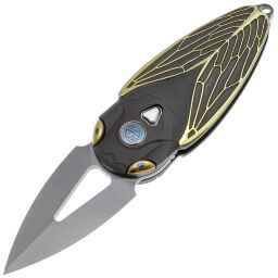 Нож Rike Knife Cicada сталь M390 рукоять Dark Grey/Gold Ti