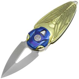 Нож Rike Knife Cicada сталь M390 рукоять Gold/Blue Ti