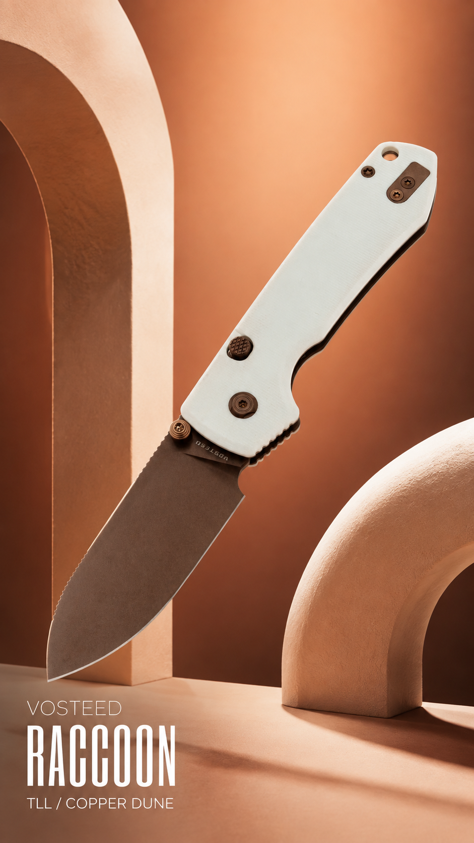 Raccoon TLL White G10 Copper Dune: светлая рукоять, медный акцент