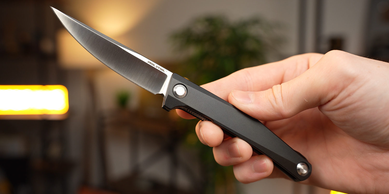Складной нож Real Steel Teres satin сталь Nitro-V, рукоять Black Aluminum