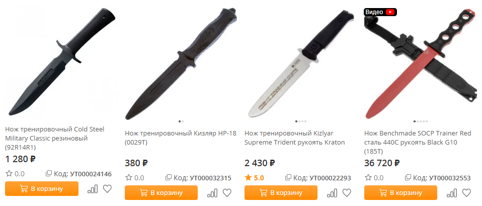 Тренировочные ножи Тренировочные ножи