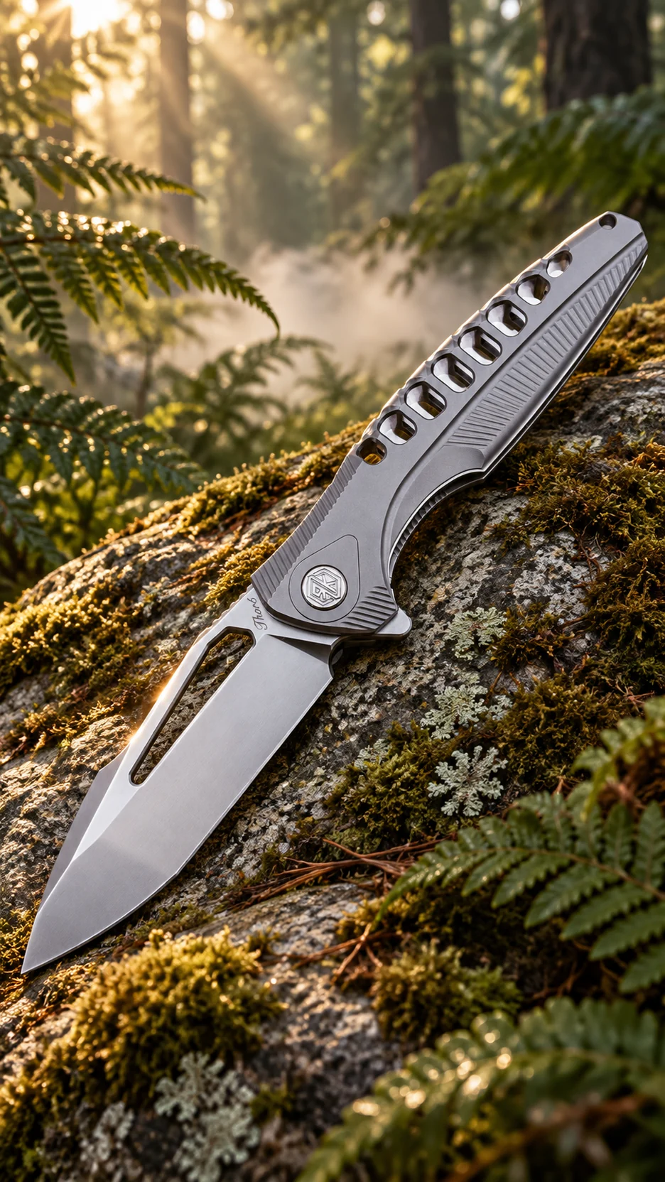 Rike Thor5: крупный Drop Point в ажурном титане