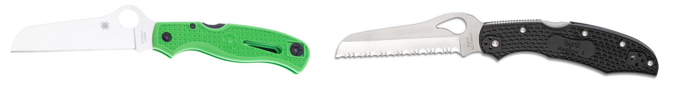 Spyderco Atlantic Salt C89FPGR и  Byrd Cara Cara 2 Rescue BY17SBK2