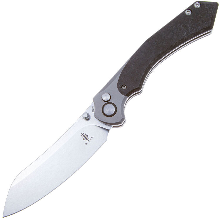 Нож Kizer Clairvoyant stonewash сталь S35VN рукоять Titanium/Carbon Fiber