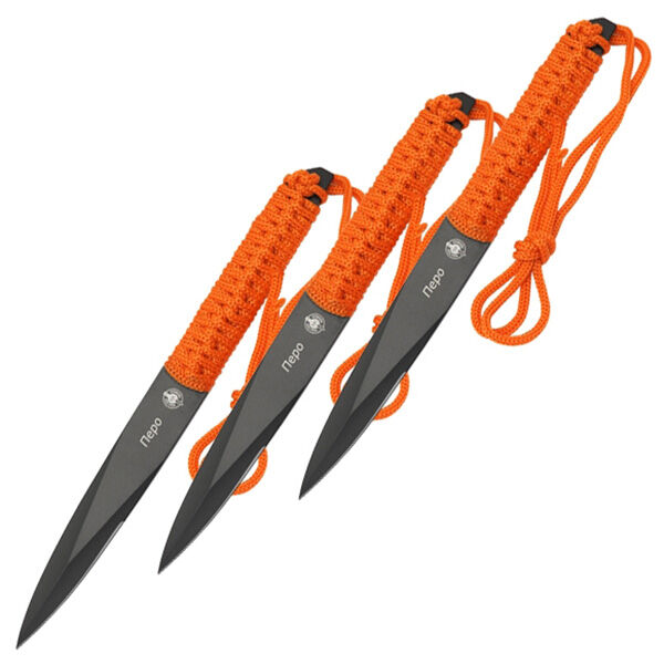 Ножи спортивные Мастер-К Перо 3шт сталь 420 рукоять  оранжевая обмотка (MM001H3B-2)