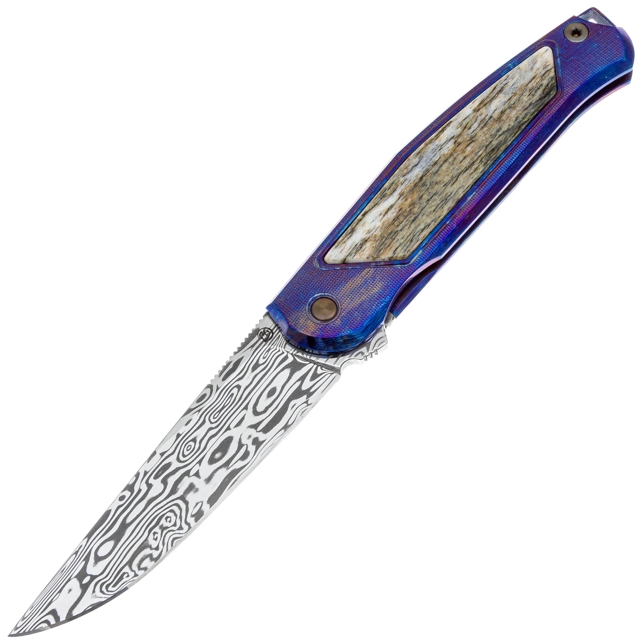 ヌーピー Нож Чебуркова Колибри XL Hakkapella Damasteel титан/тимаскус/кость