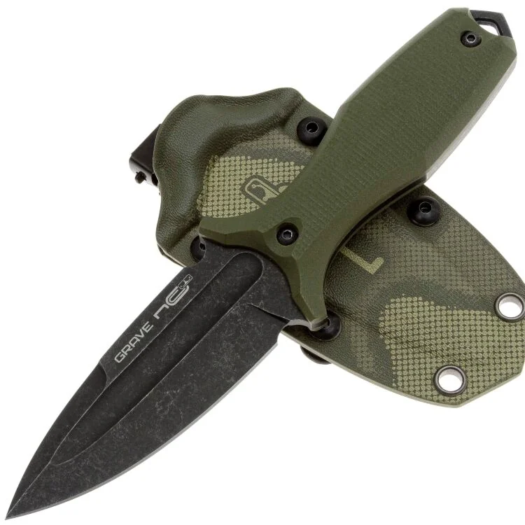Нож N.C. Custom Grave blackwash сталь AUS-10 рукоять Olive G10