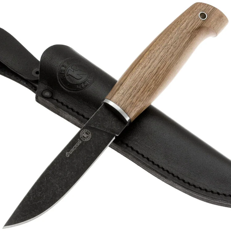 НожКизлярФинскийблэквошстальAUS-8сатинрукоятьорех(014161)