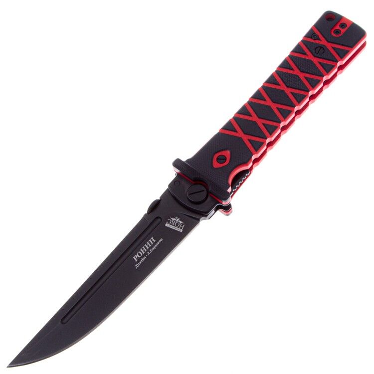 Нож НОКС Ронин Blackwash сталь D2 рукоять Black/Red G10 (344-709407)
