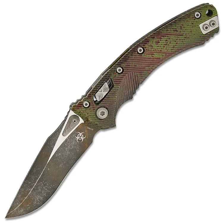 Нож Microtech Amphibian Outbreak Ram-Lok black сталь M390MK рукоять Aluminium (137RL-1FLOBS)