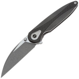 Нож WE Knife Zenthra gray stonewash сталь M390 рукоять Titanium/Twill CF (WE24021C-2)