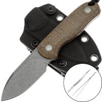 Нож Kizer Drop Bear fixed gray stonewash сталь 14C28N рукоять Burlap Micarta