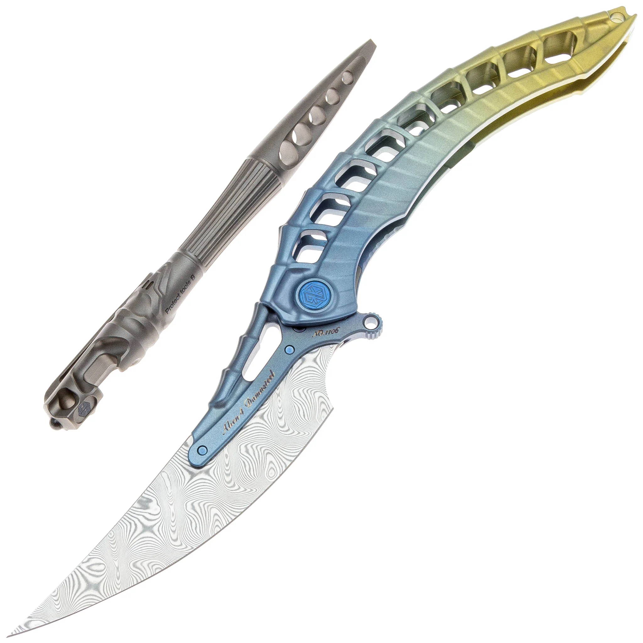Нож Rike Knife Alien 4 Blue/Gold Ti | Магазин ножей Forest-Home