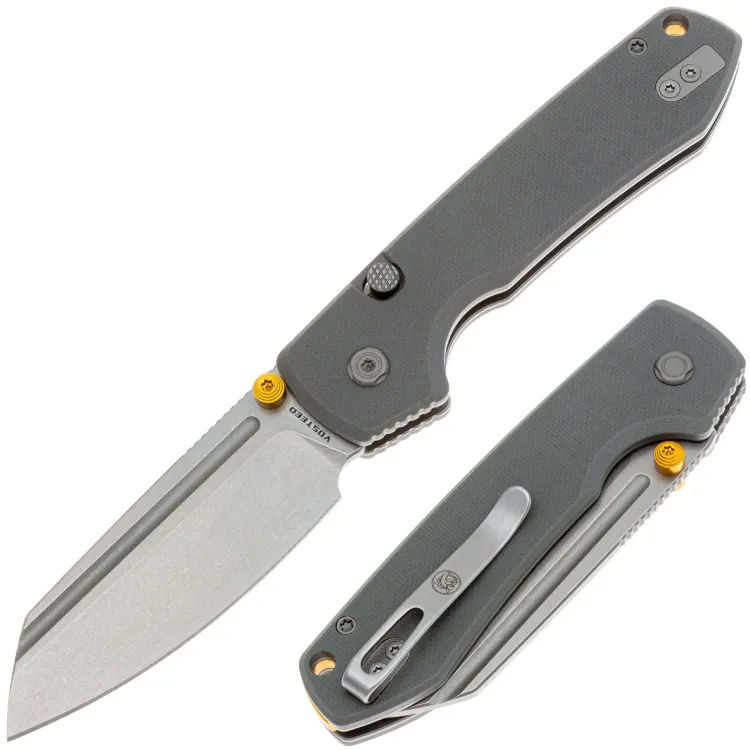 Нож Vosteed Raccoon TLL Sheepsfoot stonewash сталь 14C28N рукоять Grey G10