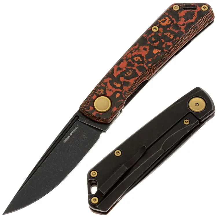Нож Real Steel Luna Boost blackwash сталь N690 рукоять Ti/Lava Flow FatCarbon (7072FC10)