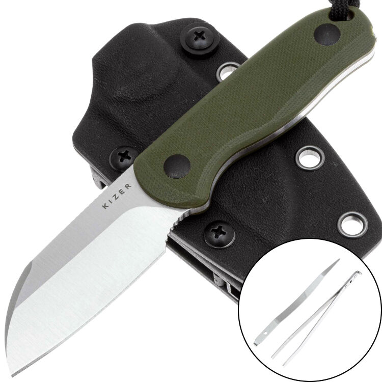 Нож Kizer Drop Bear fixed satin сталь AEB-L рукоять Olive Green G10