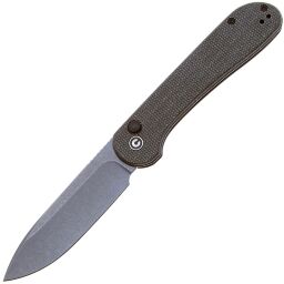 Нож CIVIVI Elementum Button Lock stonewash сталь 14C28N рукоять Dark Green Micarta (C2103C)