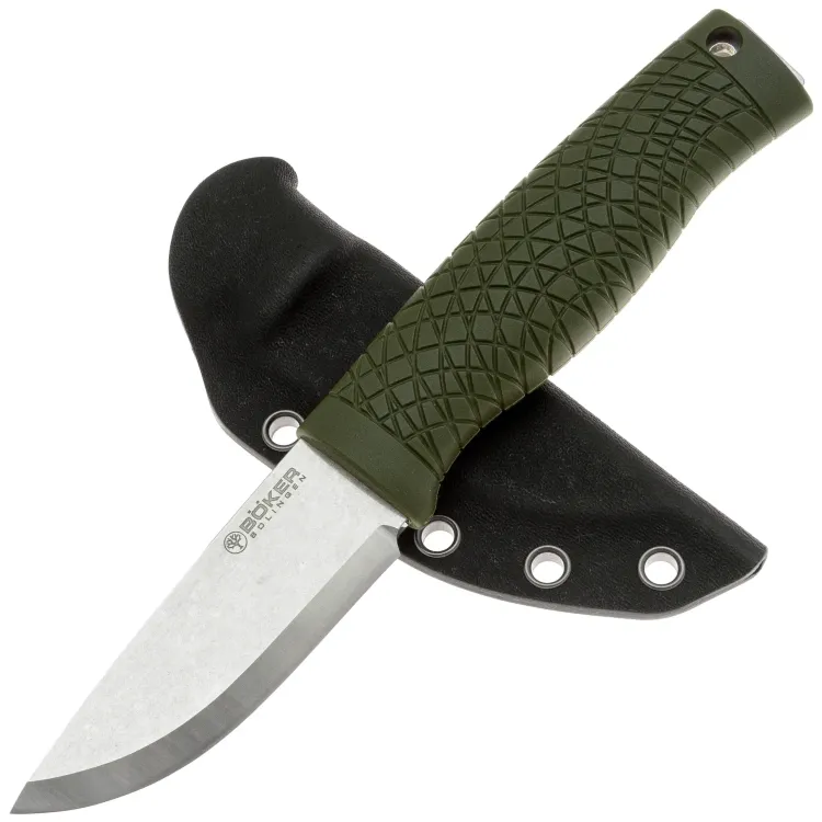 Нож Boker Bronco Mini Scandi сталь CPM-3V рукоять Olive TPE (121518)