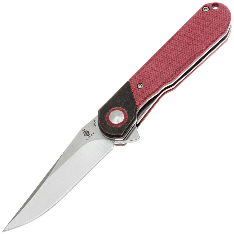 Нож Kizer Comet сталь 154CM рукоять Wine denim Micarta/Brass