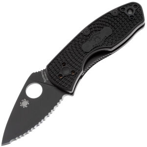 Нож Spyderco Ambitious Black Serrated LTW сталь 8Cr13MoV рукоять Black FRN (C148SBBK)  (C148SBBK)