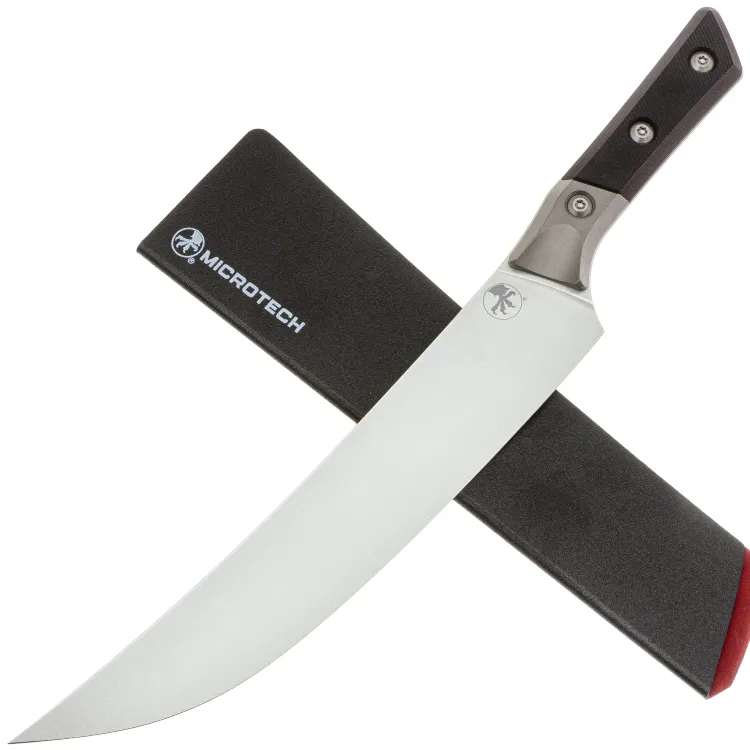 Нож кухонный Microtech 10" Butcher knife сталь M390MK рукоять Ti/Black Cherry G10 (3800B-10BC)