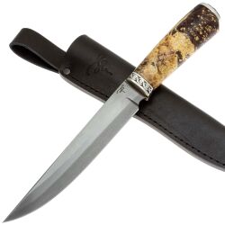 Нож 075 (170) сталь легированный булат рукоять мельхиор/стаб. кап клена (Пампуха И.Ю.)