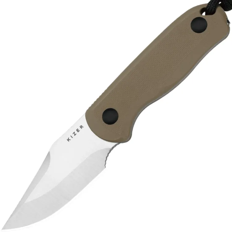 Нож Kizer Drop Bear fixed Clip point satin сталь AEB-L рукоять Tan G10