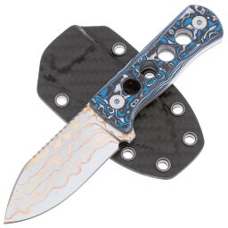 Нож QSP Canary сталь Brass Copper Damascus рукоять Black-White-Blue CF (QS141-G)