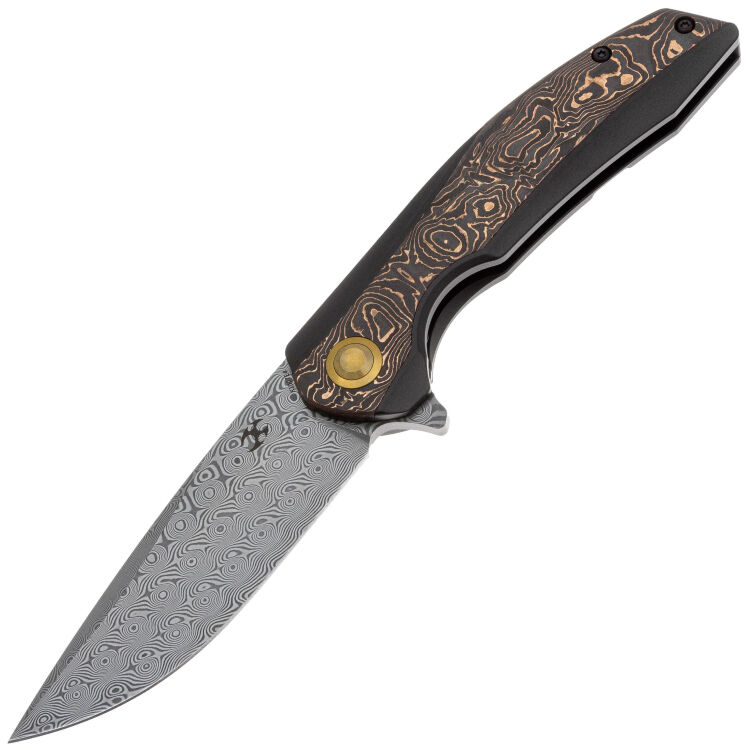 Нож Kansept Accipiter сталь Damascus рукоять Blackwash Titanium/Copper Foil CF