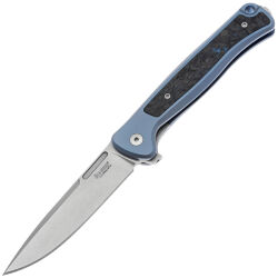 Нож Lion Steel Skinny stonewash сталь MagnaCut рукоять Blue Titanium/Carbon Fiber (SK01 BL)