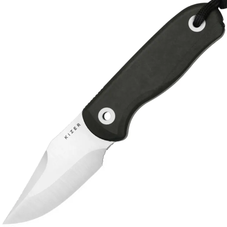 Нож Kizer Drop Bear fixed Clip point satin сталь S45VN рукоять Black Richlite