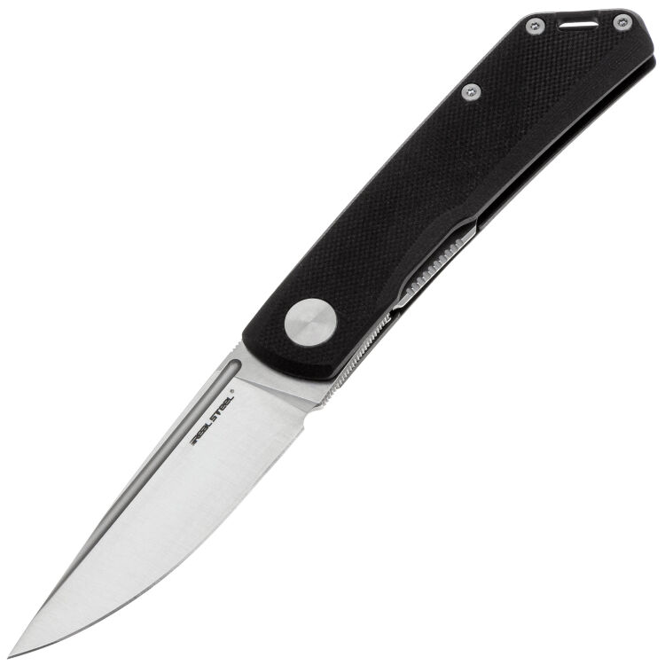 Нож Real Steel Luna Phantom Flipper Liner Lock satin сталь D2 рукоять Black G10 (7007BS)