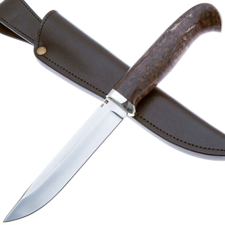 Нож Финка 135 сталь D2 рукоять карельская береза темная (Ульданов Д.Ф.)