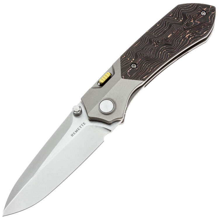 Нож Remette Meteor сталь M390 рукоять Sandblast Ti/Copper Foil CF (RTPT-D)