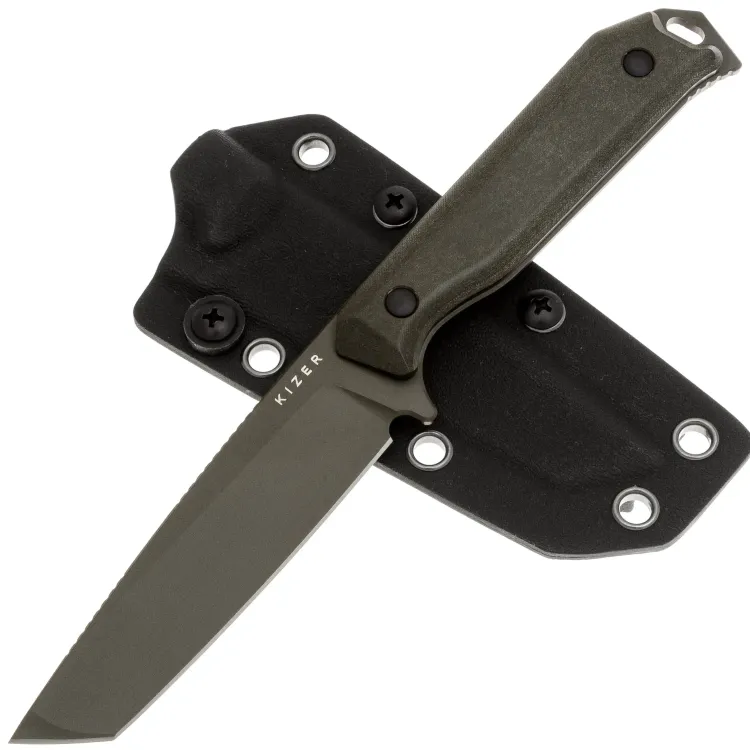 Нож Kizer Begleiter Fix Tanto DLC сталь CPM-3V рукоять Chocolate Glacier Richlite