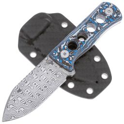 Нож QSP Canary сталь Laminated Damascus рукоять Black-White-Blue CF (QS141-I)