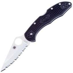 Нож Spyderco Delica 4 Serrated сталь VG-10 рукоять Black FRN (C11SBK)