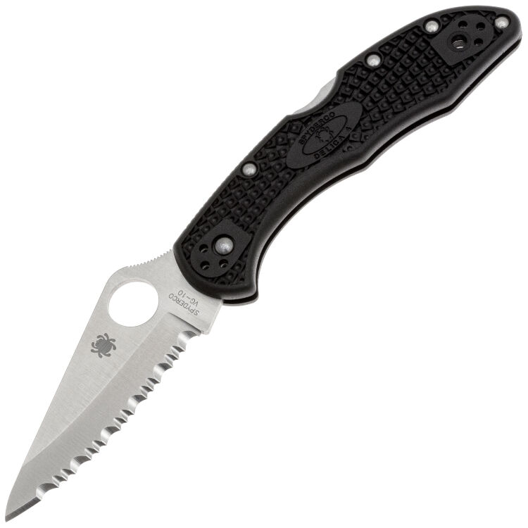 Нож Spyderco Delica 4 Serrated сталь VG-10 рукоять Black FRN (C11SBK)