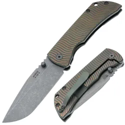 Нож McNees PM Mac 2 3.5" darkwash сталь MagnaCut рукоять Swerve Green&Bronze Titanium