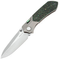 Нож Remette Meteor сталь M390 рукоять Sandblast Ti/Green colored CF (RTPT-C)