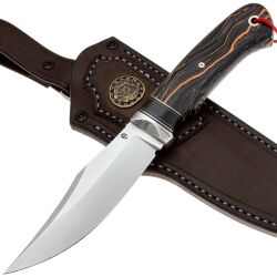 Нож Балем сталь M398 рукоять дамаск Decorum/микарта черно-оранжевая (Дедюхин Г.)