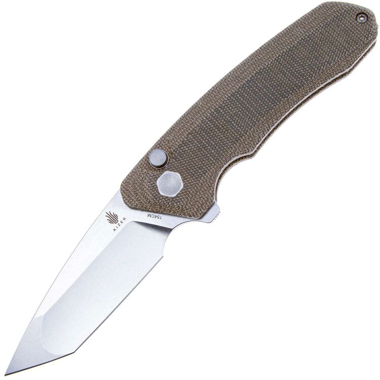 Нож Kizer Mad Tanto stonewash сталь 154CM рукоять Green Micarta